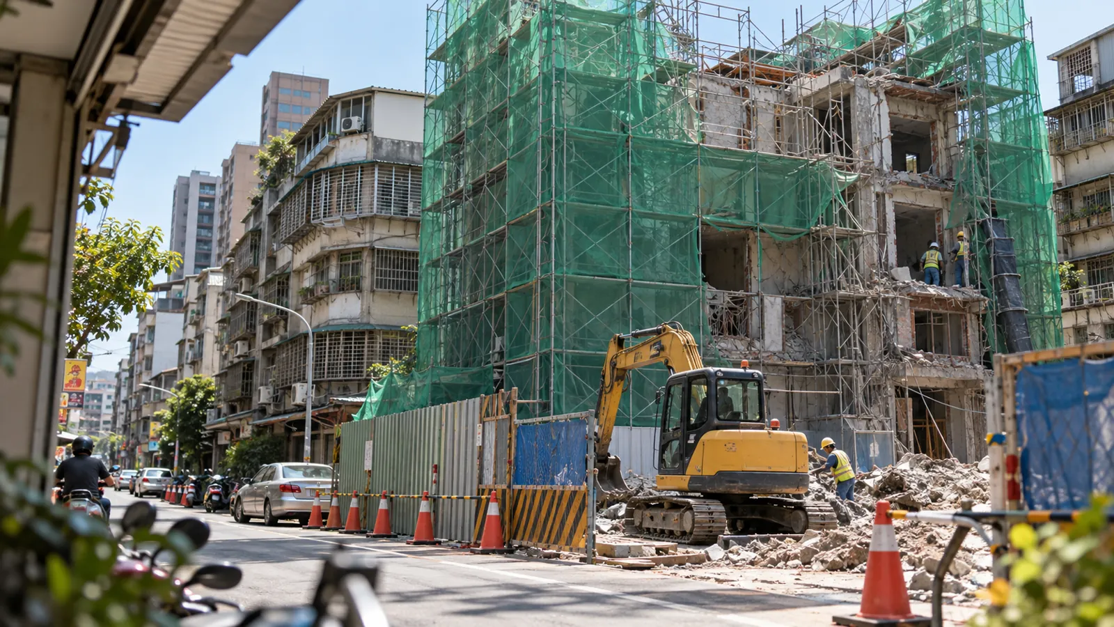 老舊街廓迎來拆除改建,怪手動工為城市注入更新動能。