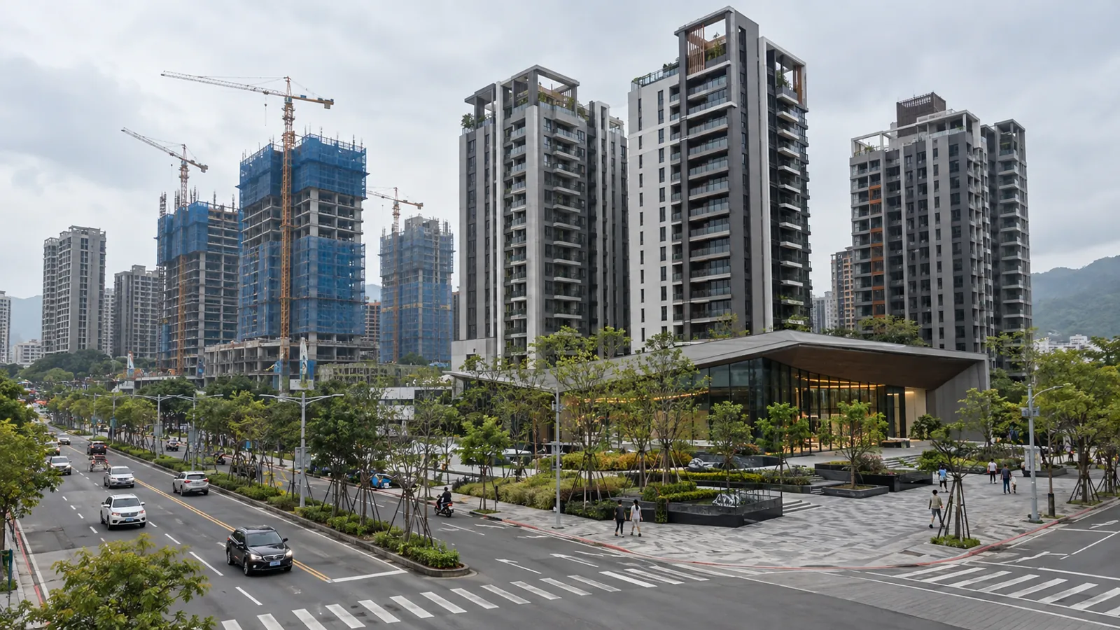 接待中心周邊新建案林立,實用適坪宅吸引自住客目光。
