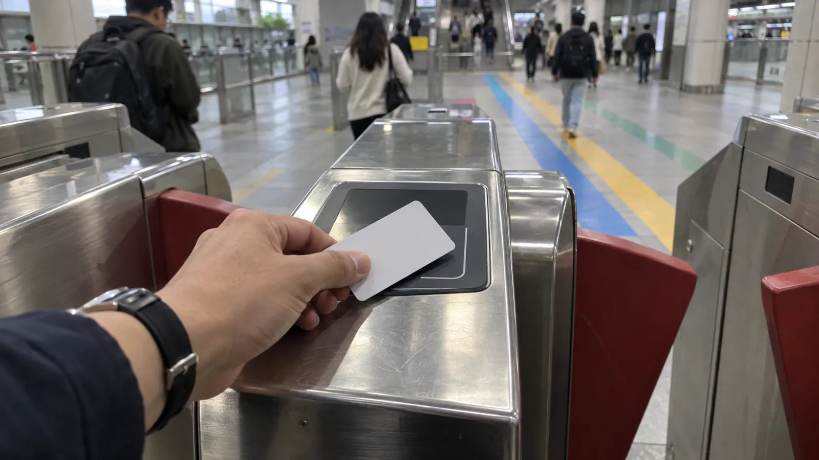 刷卡感應捷運閘門,循著轉乘標線開啟便利的通勤日常。