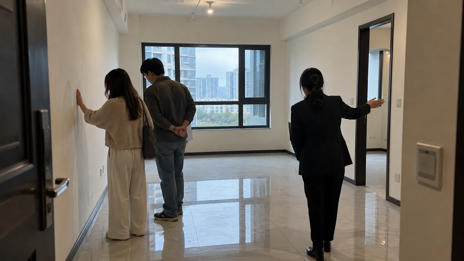 買方在房仲引導下細看屋況，成屋市場回歸從容步調。